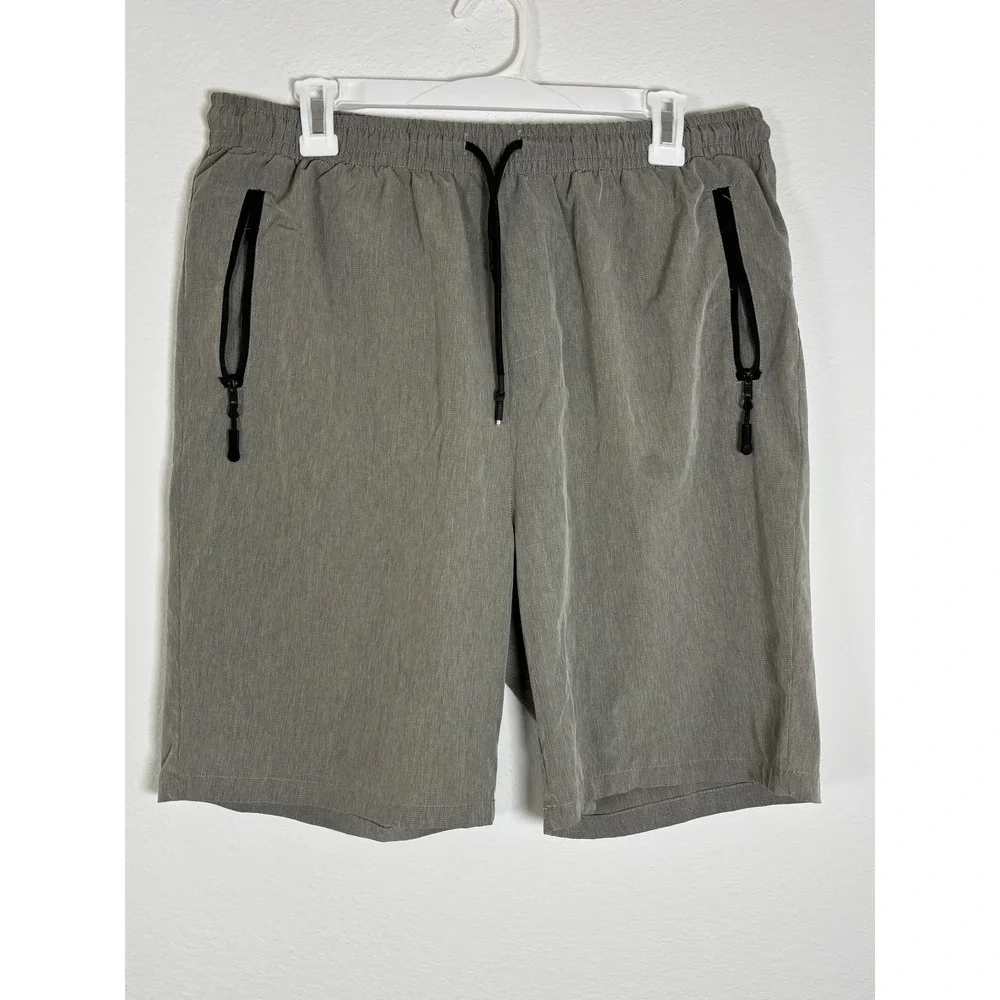 Nomad by Craft + Flow Mens XL Shorts Olive Elastic Waist Zip Pockets Hiking